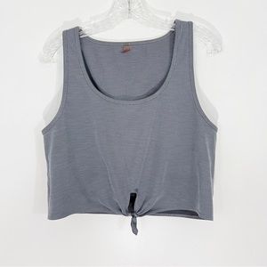 Beyond Yoga Heather Rib Favorite Lounge Cropped Tank Tie Front in Gray